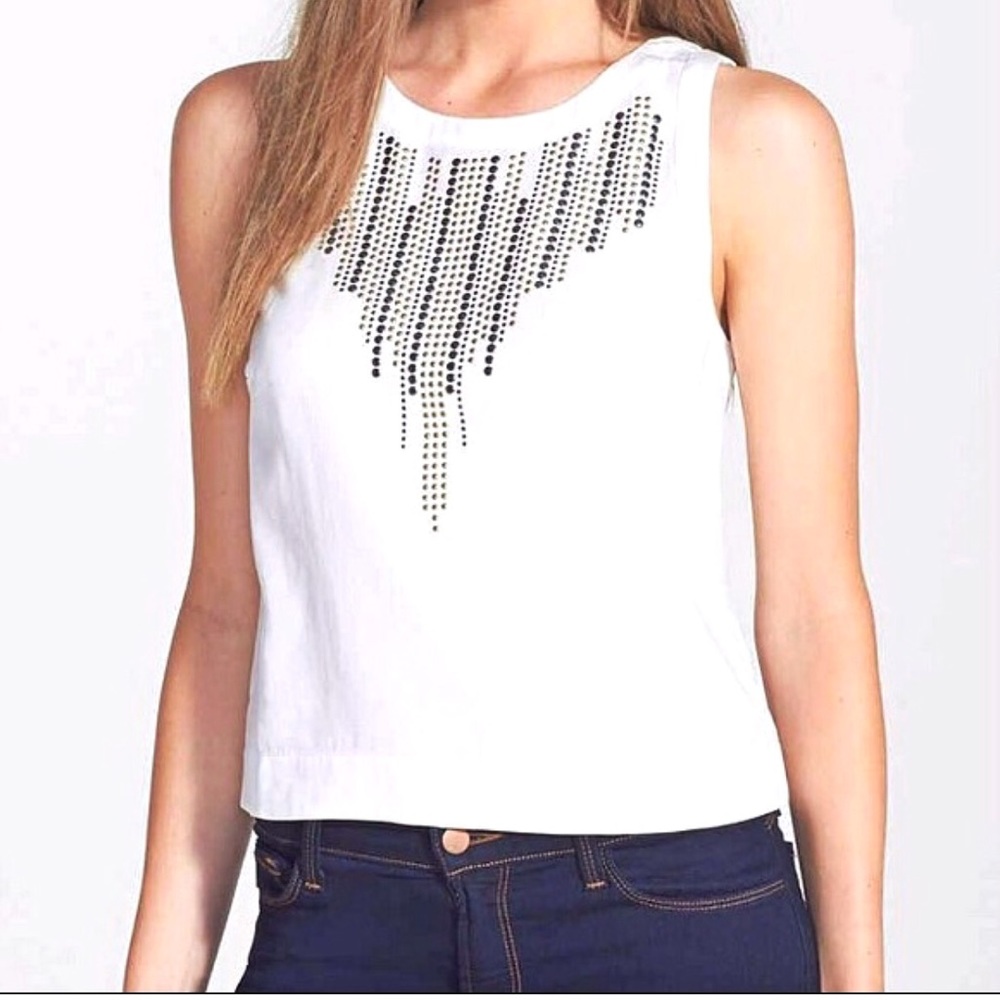 🎉HP🎉 White Tank with gold and silver studs - Picture 5 of 5